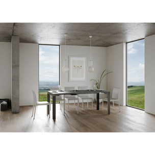 Console extensible 90x40/196 cm Linea Small Gris Béton cadre Anthracite