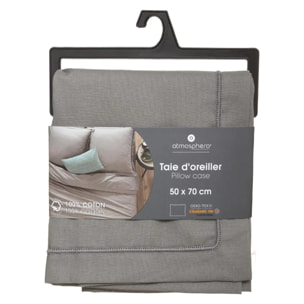 Taie d'oreiller "Carina" coton gris souris 50x70cm