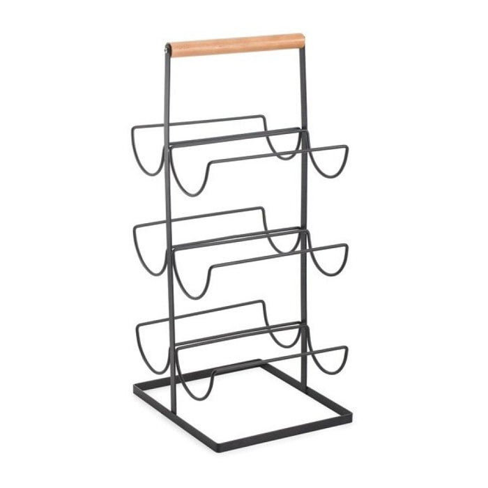 Etagère range bouteilles design industriel Bois & Acier ELIE Noir mat MSV