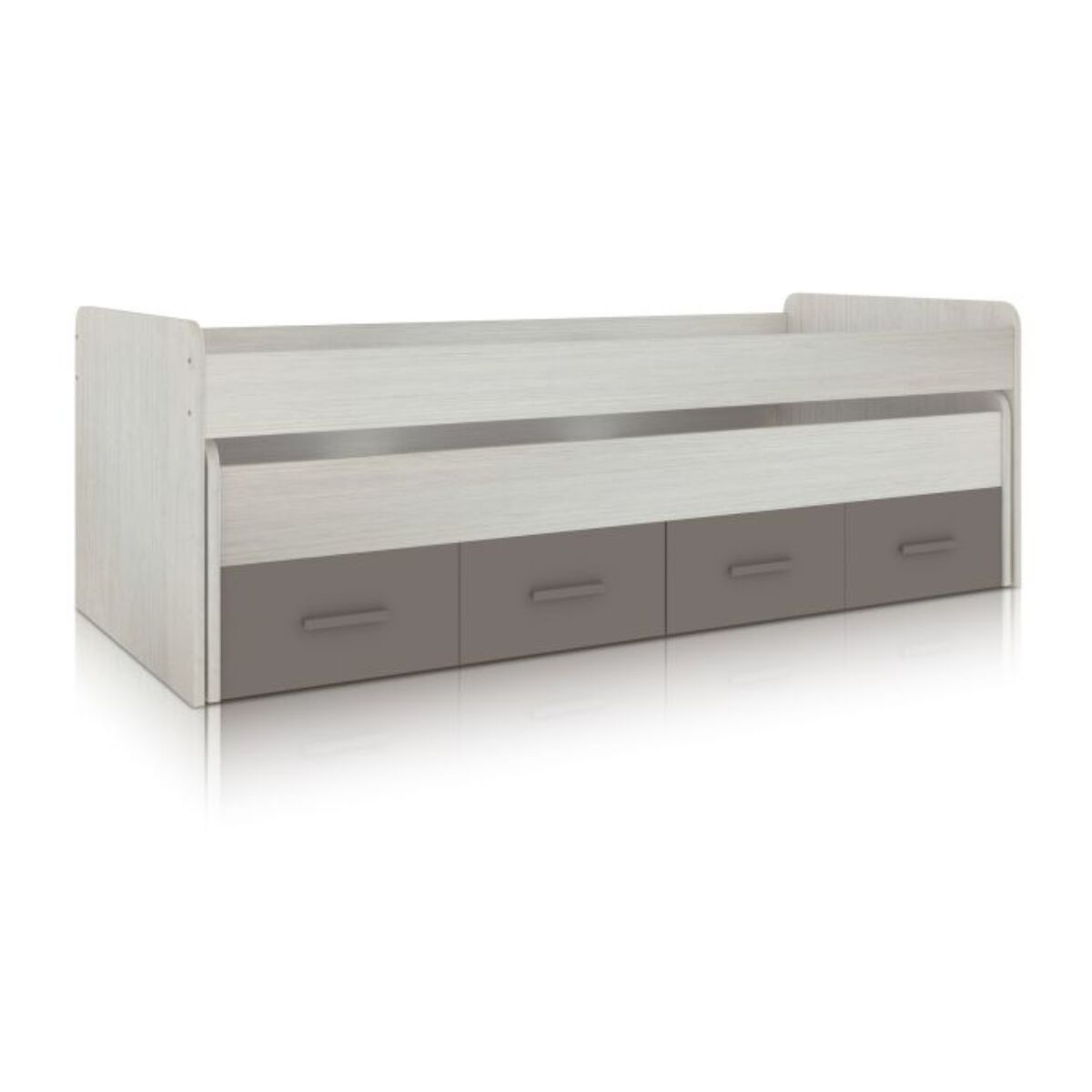 Cama doble juvenil Axim Blanco Alpes - Basalto
