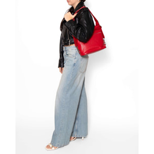 Borsa a spalla convertibile in zaino Bianca da donna In Vera pelle Made in Italy 30x26x9 cm