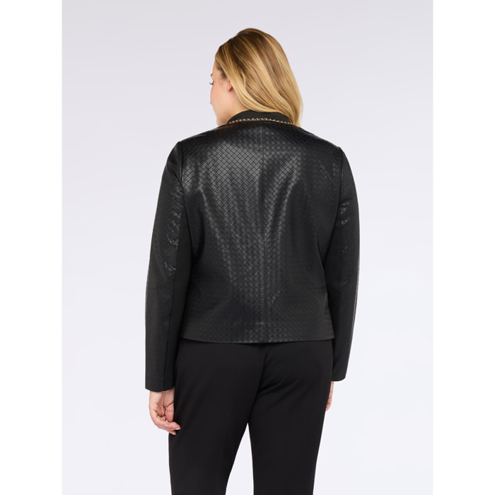 Fiorella Rubino - Chaqueta biker con diseño acolchado en rombos - Negro