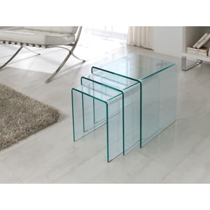 Lot de 3 tables basses "Irène" - 42 x 42 x 42 cm - Transparent