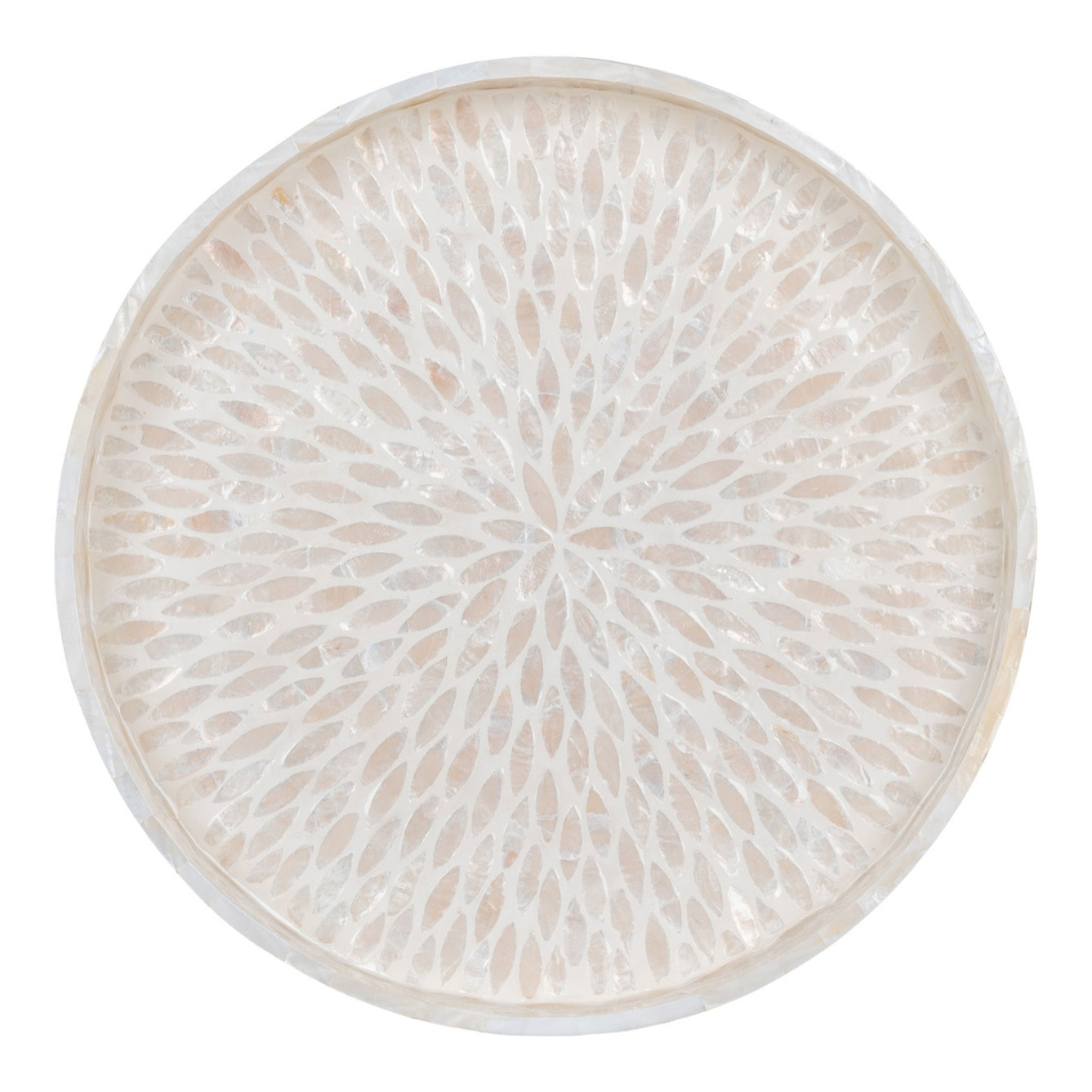 Vassoio rotondo in bamboo e capiz beige 40 cm