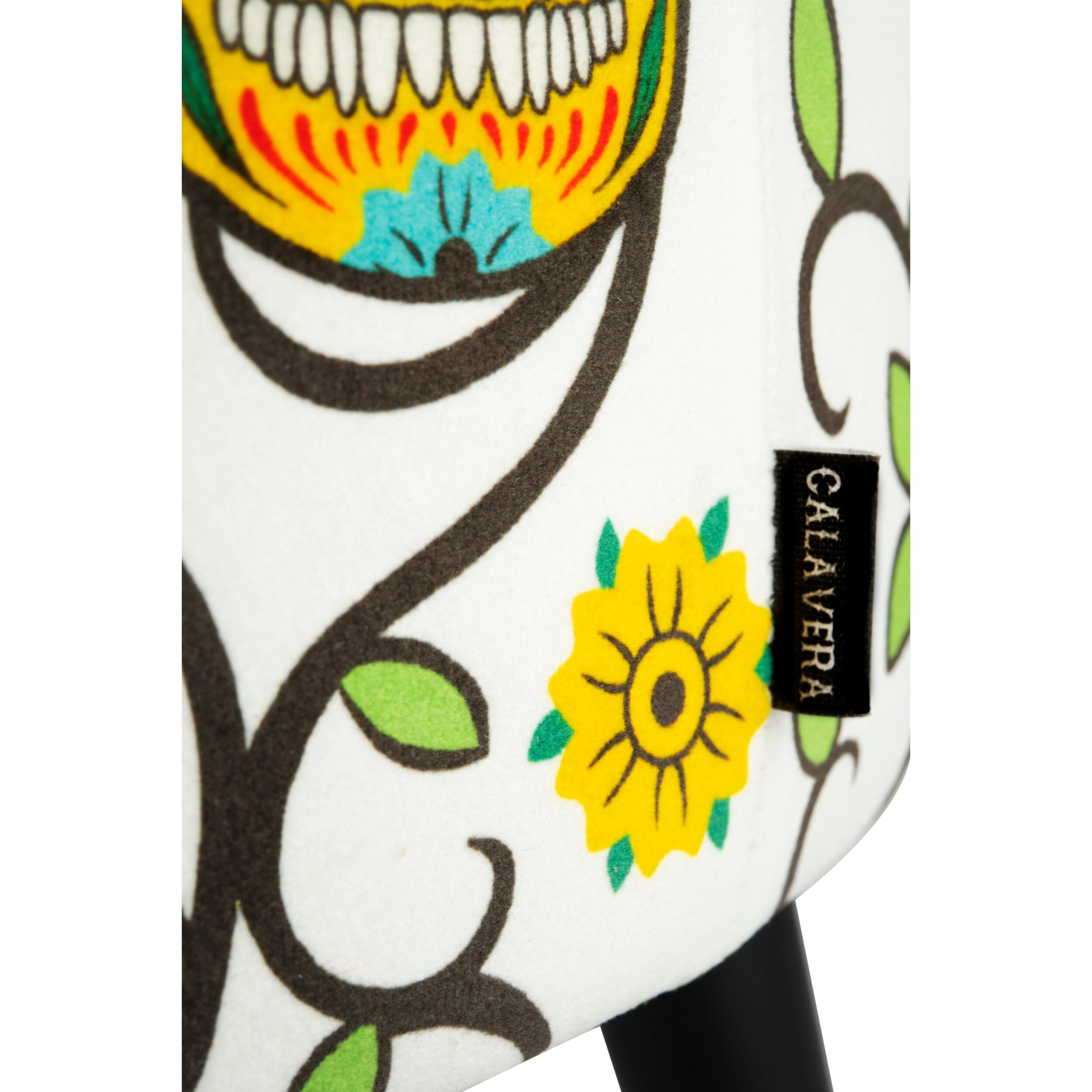 Pouf contenitore Excelsa Calavera in velluto e legno 38x38x45 cm multicolore