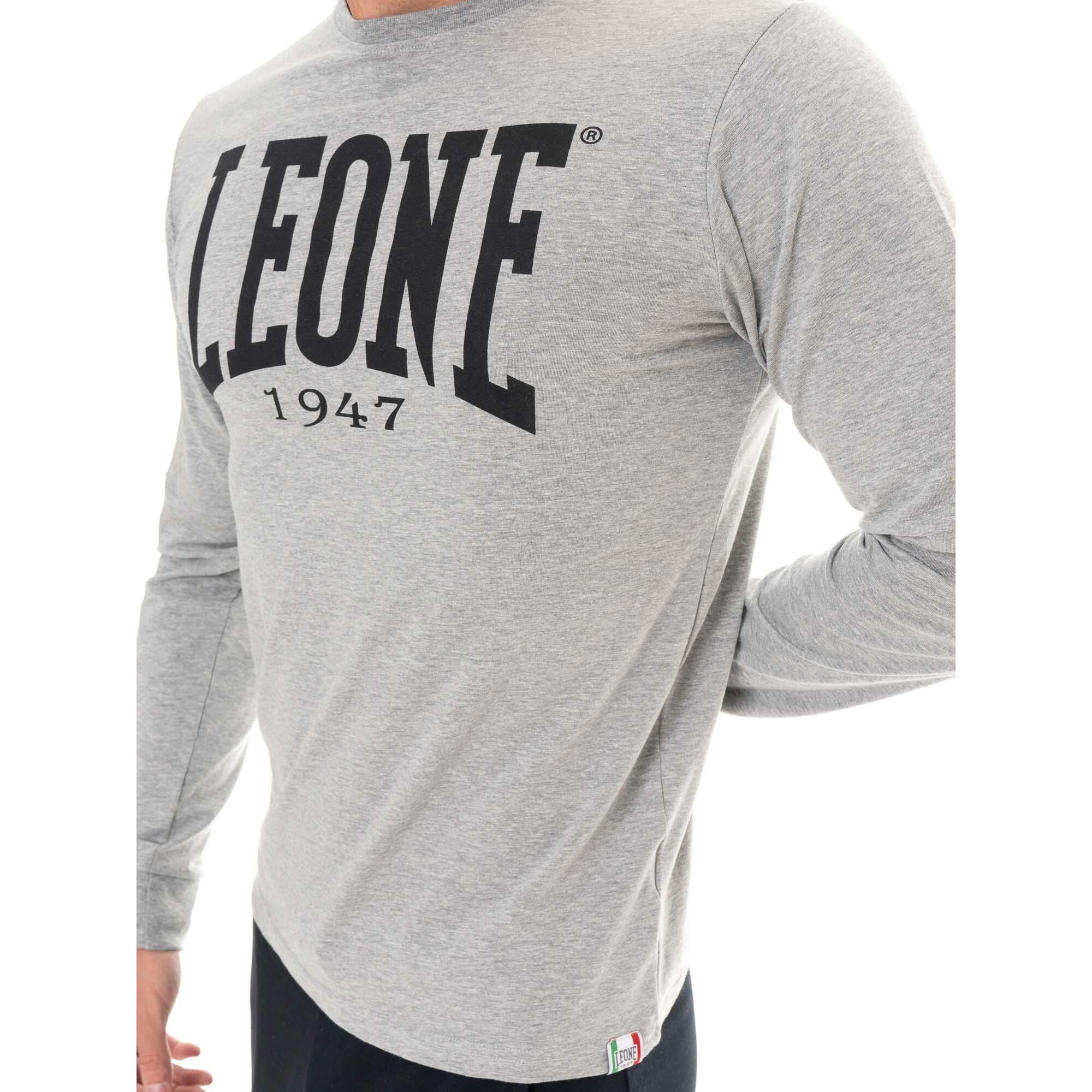 Camiseta de algodón elástico de manga larga con logo grande "Basic" para hombre