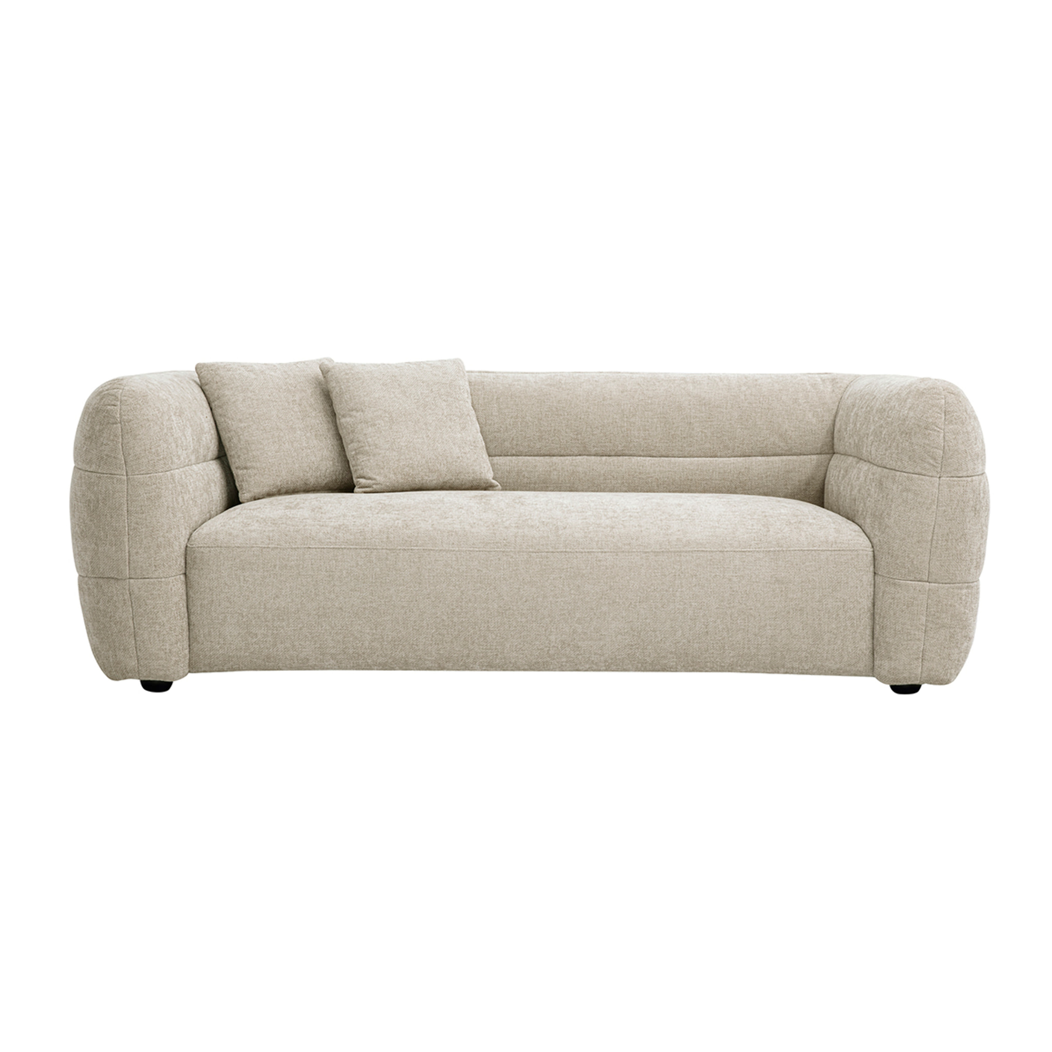 Canapé 3 places en tissu effet velours texturé beige JOYA