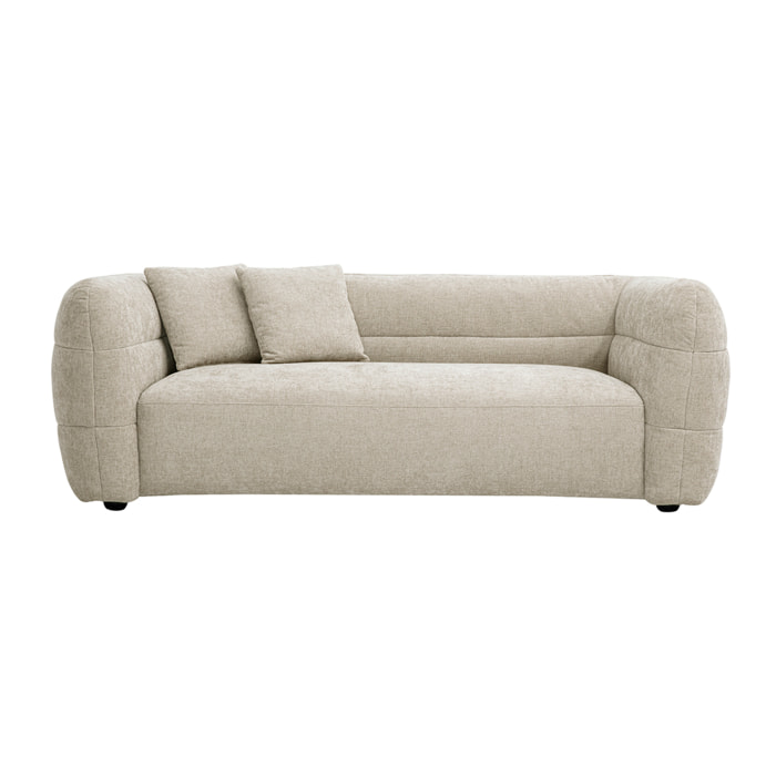 Canapé 3 places en tissu effet velours texturé beige JOYA
