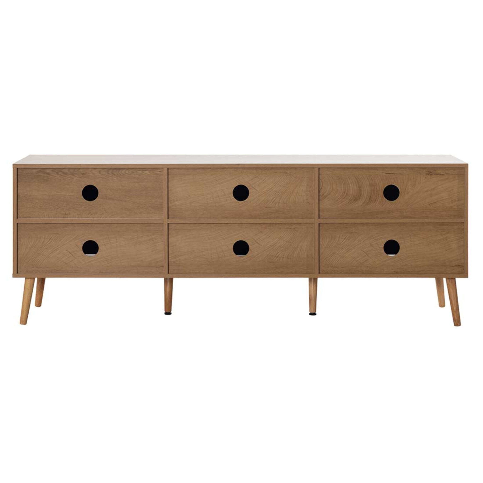 Goto - meuble tv - effet bois et cannage - 3 portes - 167 cm - Bois