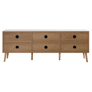 Goto - meuble tv - effet bois et cannage - 3 portes - 167 cm - Bois