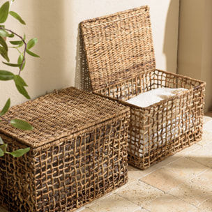 ALIDA - Set de 2 paniers de rangement en tissage naturel ajouré