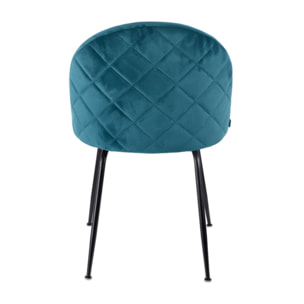 Chaise de repas tissu velours dossier capitonné pieds métal – CLEA 2