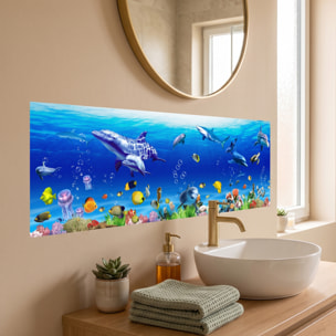 Stickers Muraux décoration adhésifs salle de bain dauphin, baleine, poissons exotiques