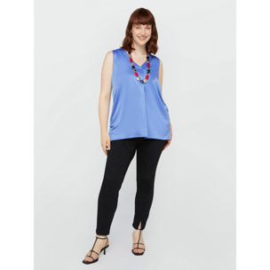 Fiorella Rubino - Top con pliegue delantero - Light - blue