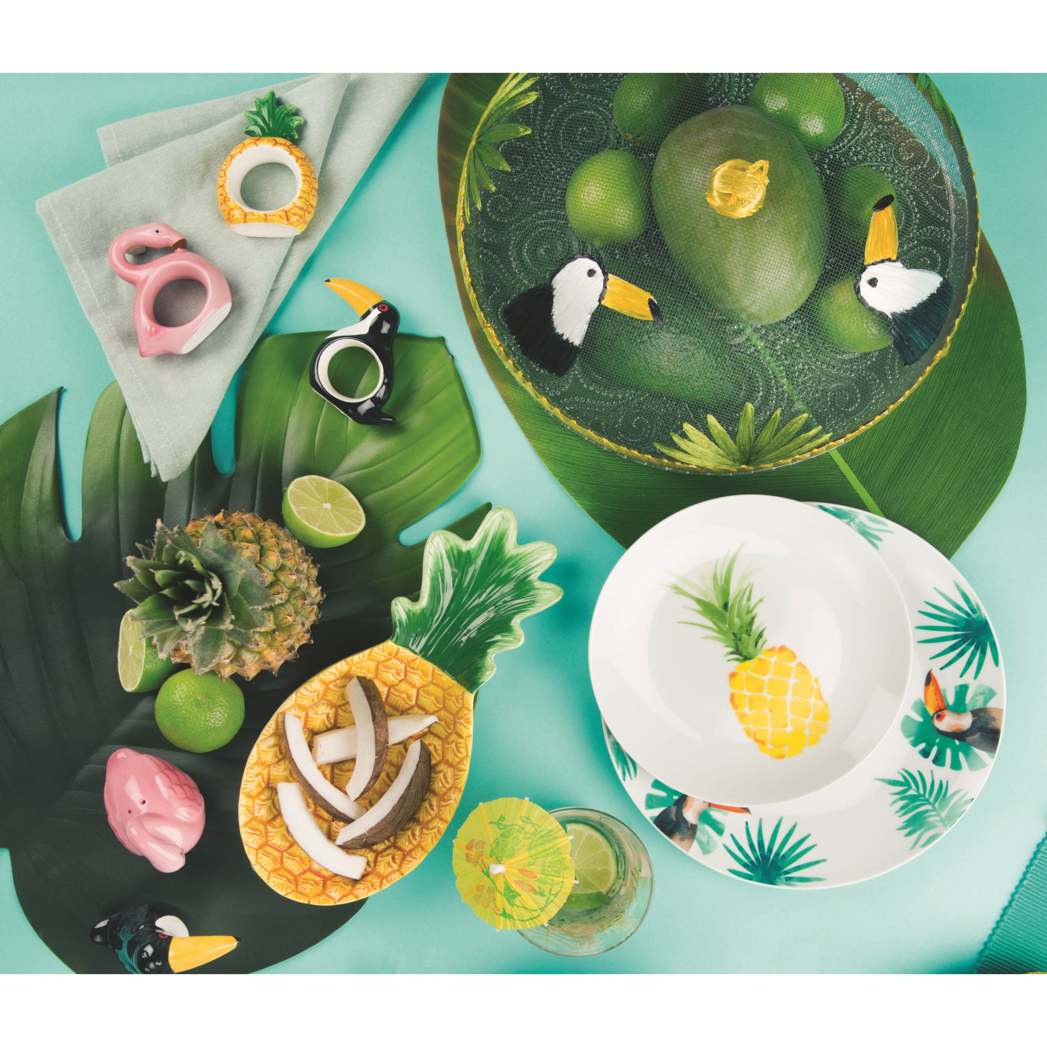 Set de 6 sets de table Excelsa – Tropical, Plastique EVA Feuille Verte