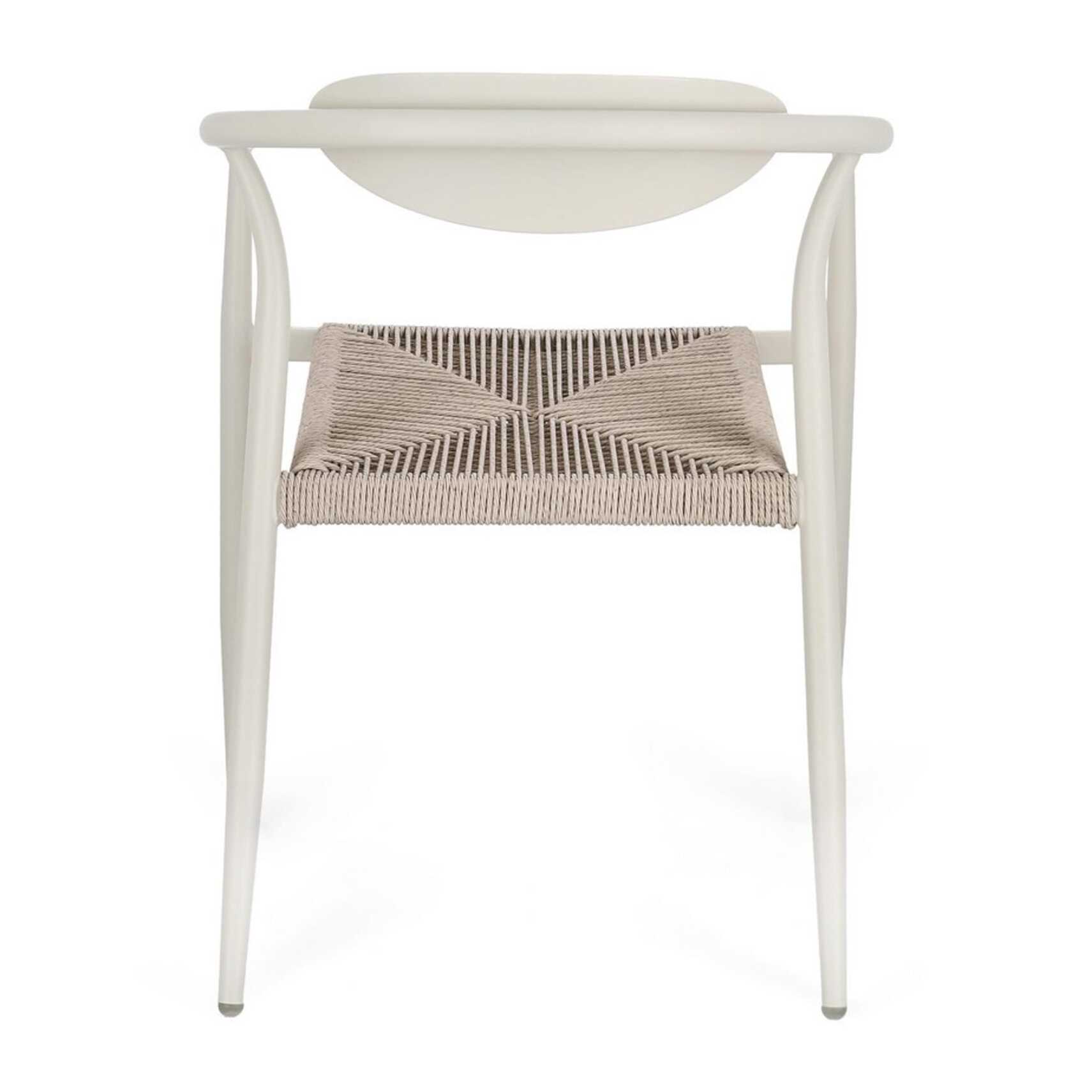 Set di 4 sedie con braccioli MORAIRA in alluminio e fibra sintetica beige, impilabili