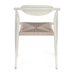 Set di 4 sedie con braccioli MORAIRA in alluminio e fibra sintetica beige, impilabili