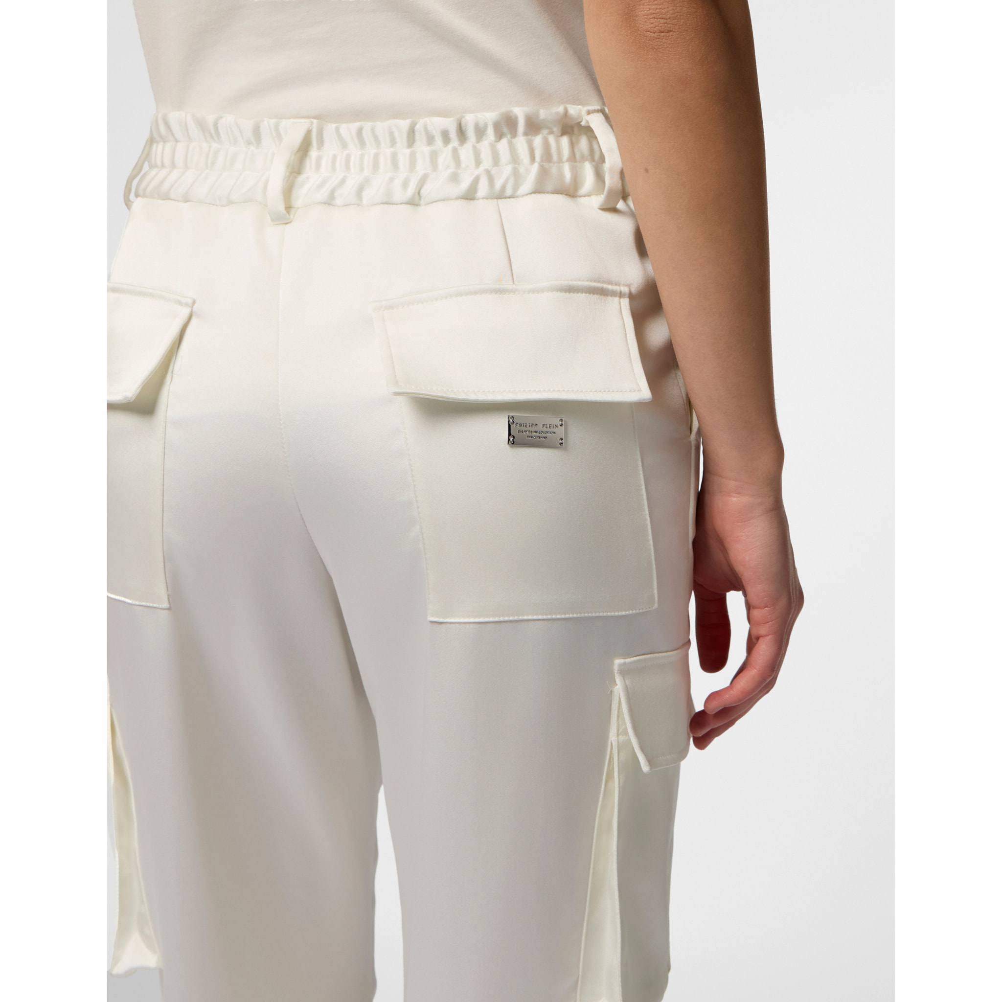 PHILIPP PLEIN Satin Cargo Fit Drawstring Trousers
