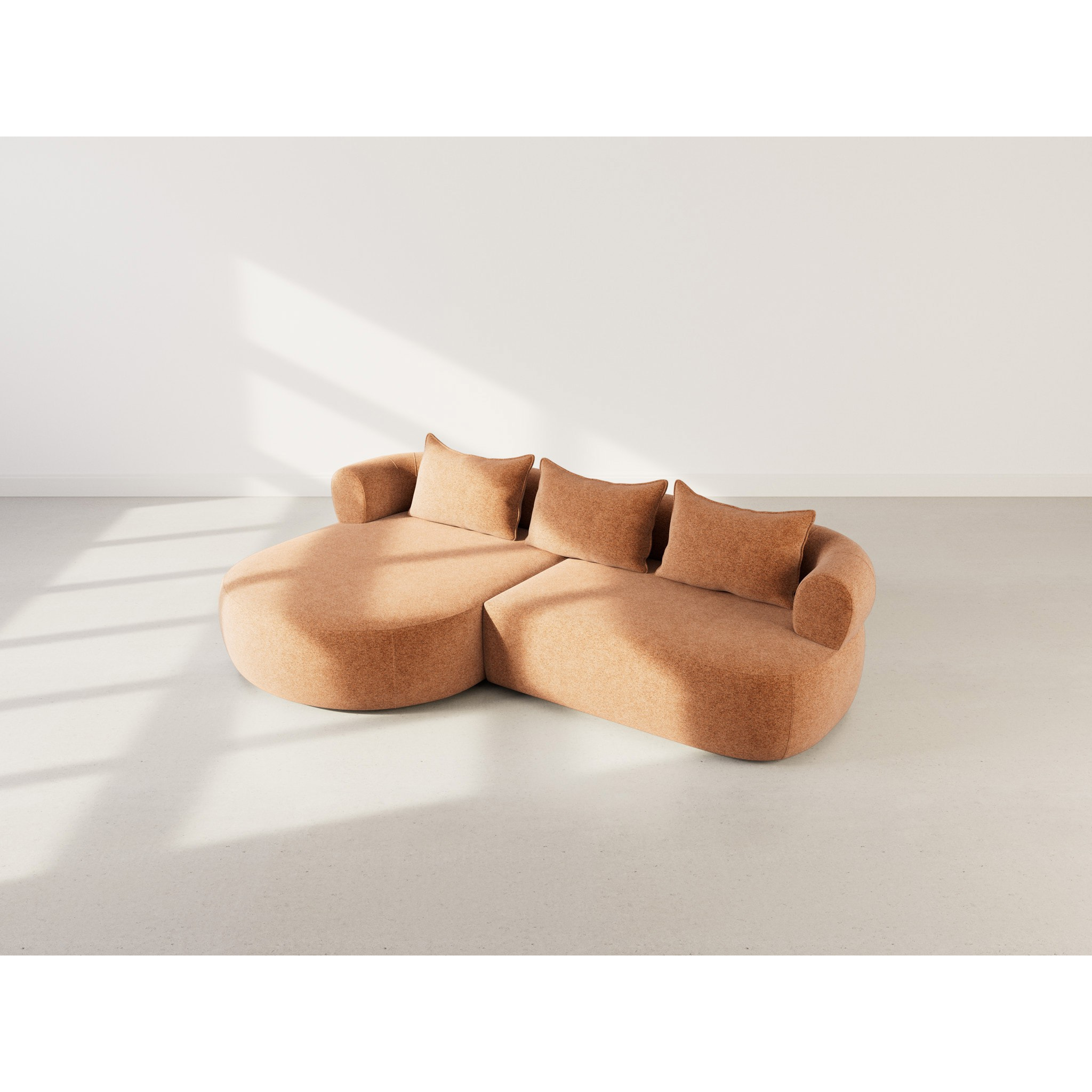 Angela - canapé d'angle gauche 4 places en velours texturé - Terracotta