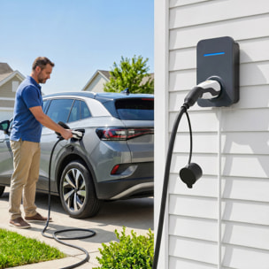 HOMCOM Cable de Carga Coche Eléctrico 22kW, 5m, 32A, Cable de Carga EV Tipo 2, Modo 3, Trifásico con IP65, Paño de Limpieza y Bolsa Almacenamiento, Carga Rápida para Wallbox y Estaciones de EV y PHEV