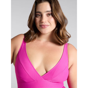 Fiorella Rubino - Bañador de una pieza con diseño de chevron y efecto 3D - Fuchsia