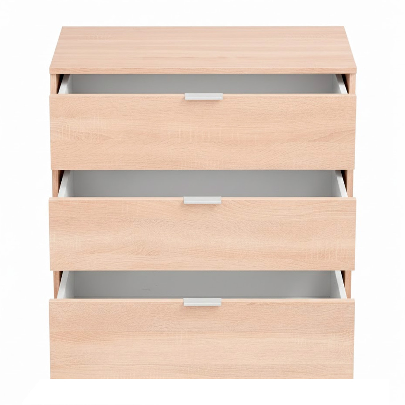 Cassettiera 3 Cassetti Comodino Senza Piedi Comò Mobile Camera da Letto Salvaspazio Design Minimal Moderno 77 x 38 x 80 Cm Rovere Canadese