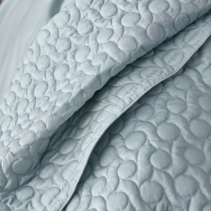 Couvre-lit matelassé uni en satin de coton bio, POESIE, Bleu baltique