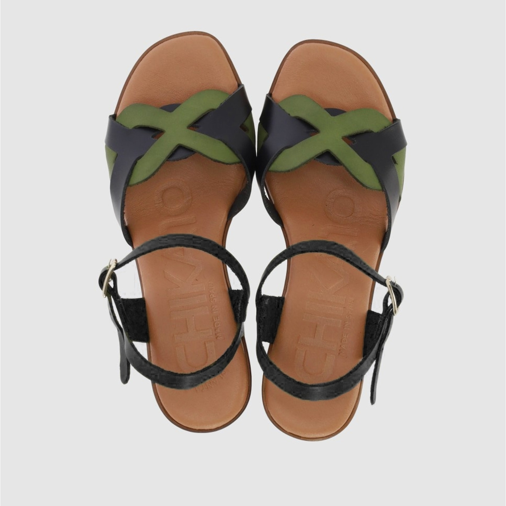 Sandalias de Piel - Multi-Kaki - Tacón: 5 cm