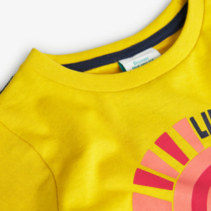 Camiseta niÃ±o estampada, mangas largas, amarillo