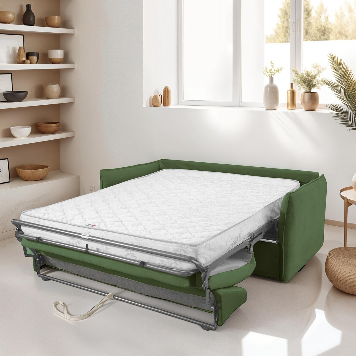 Canapé convertible express déhoussable 3 places en velours - GINA