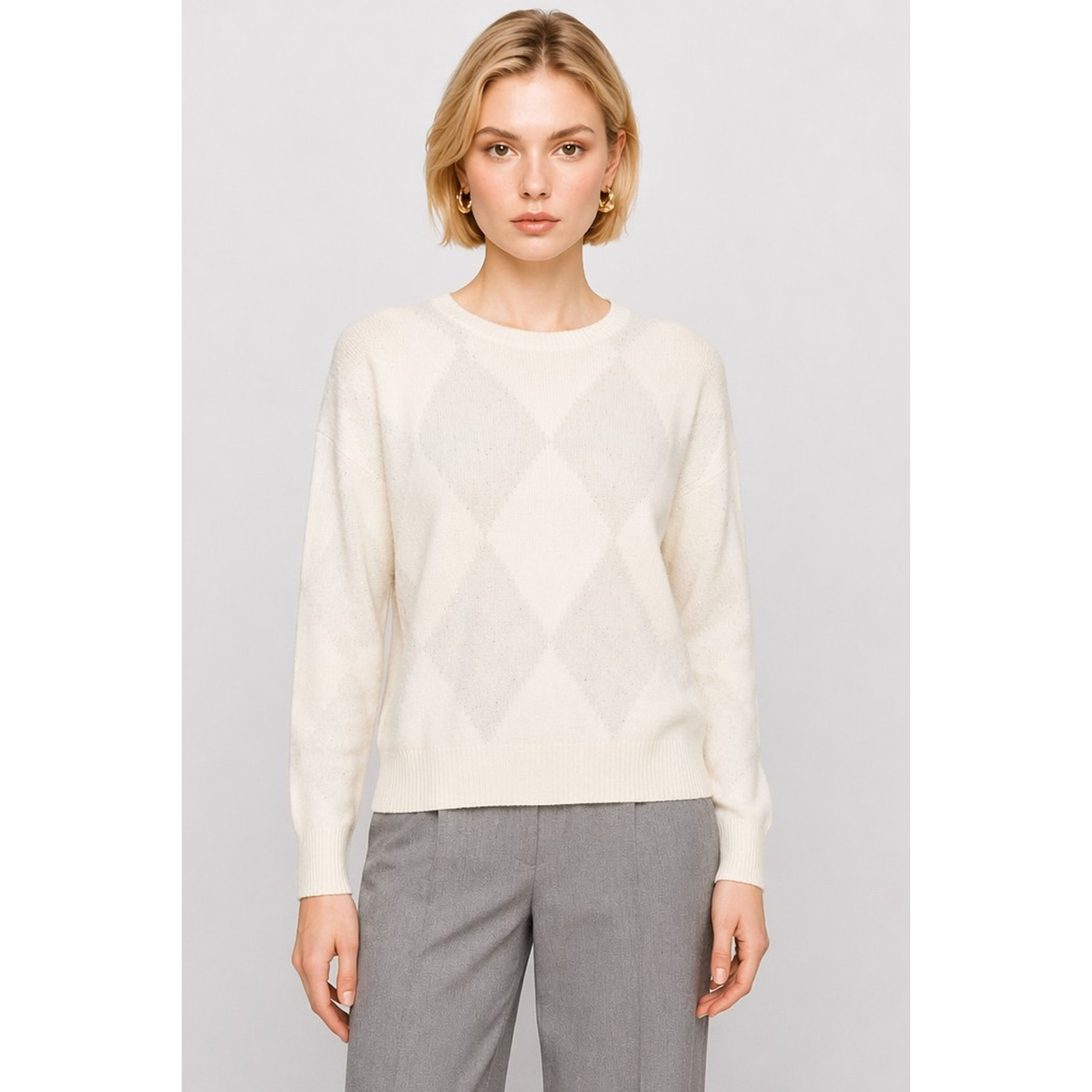 Kocca - Maglia a maniche lunghe in lana con motivo a rombi Donna