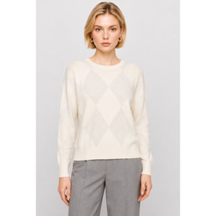 Kocca - Maglia a maniche lunghe in lana con motivo a rombi Donna