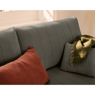 Ercolano - canapé 3 places convertible - couchage quotidien - matelas 11 cm - en velours - Gris