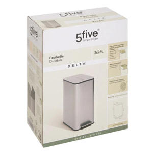 Poubelle Delta avec Pedale 2x28L Inox