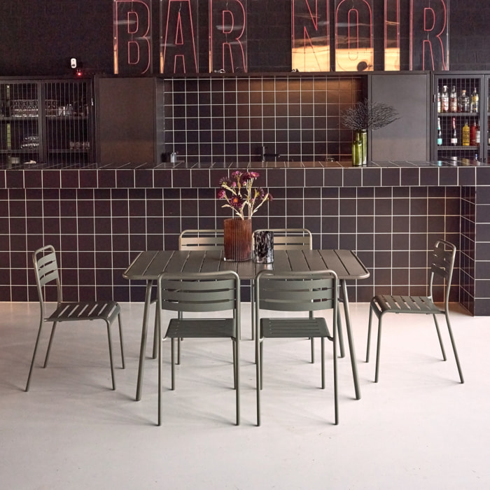 Table de jardin pliante métal + 6 assises AMÉLIA