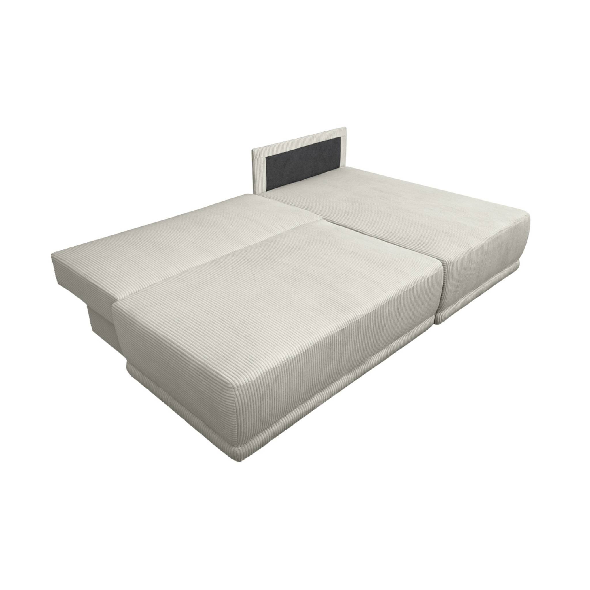 Banquette canapé d'angle droit convertible 3 places velours côtelé avec coffre NELSON