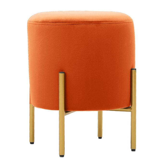 We Home - Pouf imbottito tondo in velluto arancione