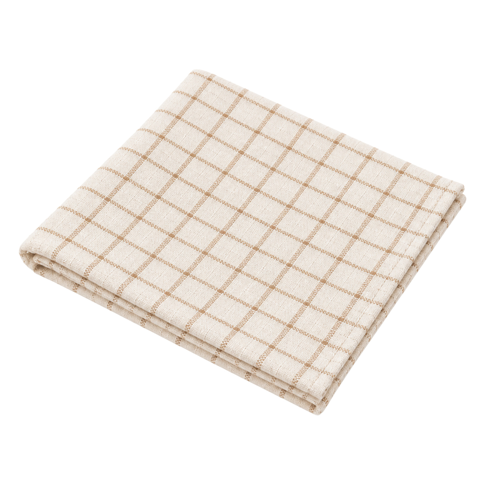 Serviette de table à carreaux en coton - Naturel