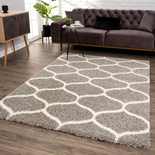 Tapis longs poils shaggy tissé motif scandinave HABO