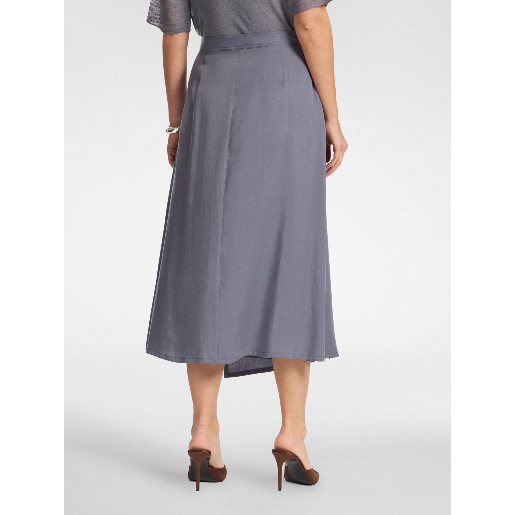 Elena Mirò - Gonna midi asimmetrica in lyocell - Grigio