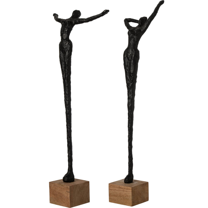 J-Line Femme sur base pose - polyrésine - naturel/noir - assortiment de 2