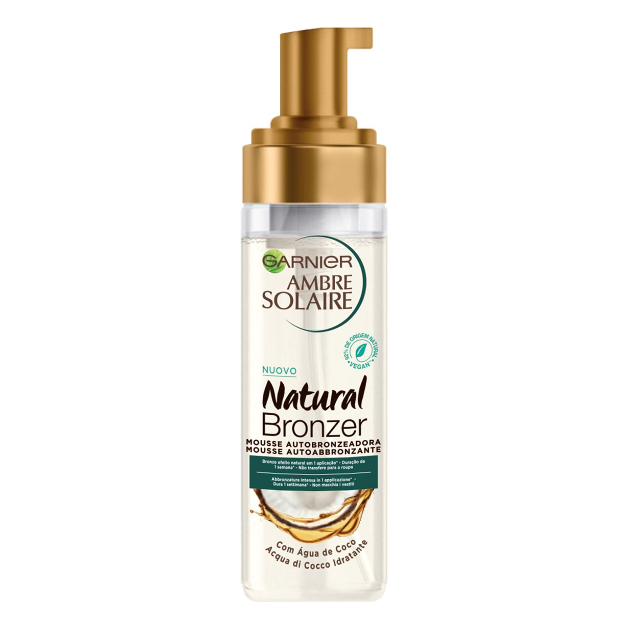 Mousse Autoabbronzante Idratante Ambre Solaire Natural Bronzer con Acqua di Cocco - Flacone da 200ml