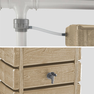 Récupérateur d'eau mural Grandval 300L imitation bois beige avec kit raccord chéneau inclus