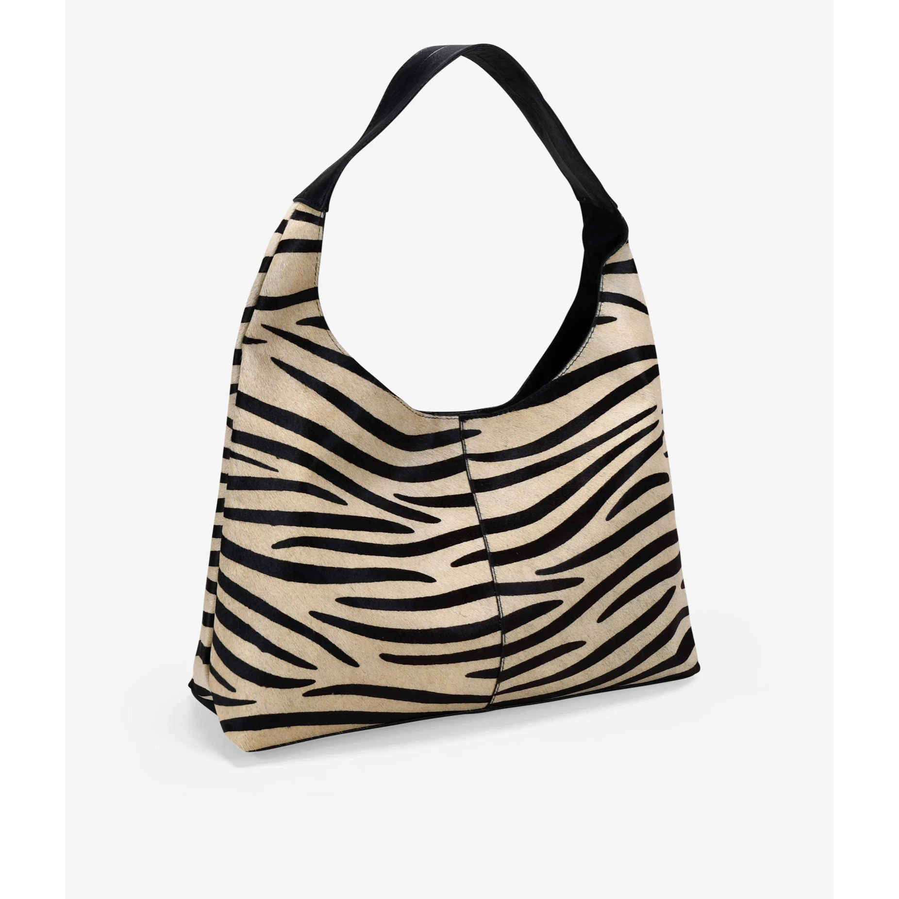 Bolso de hombro de piel con pelo efecto cebra
