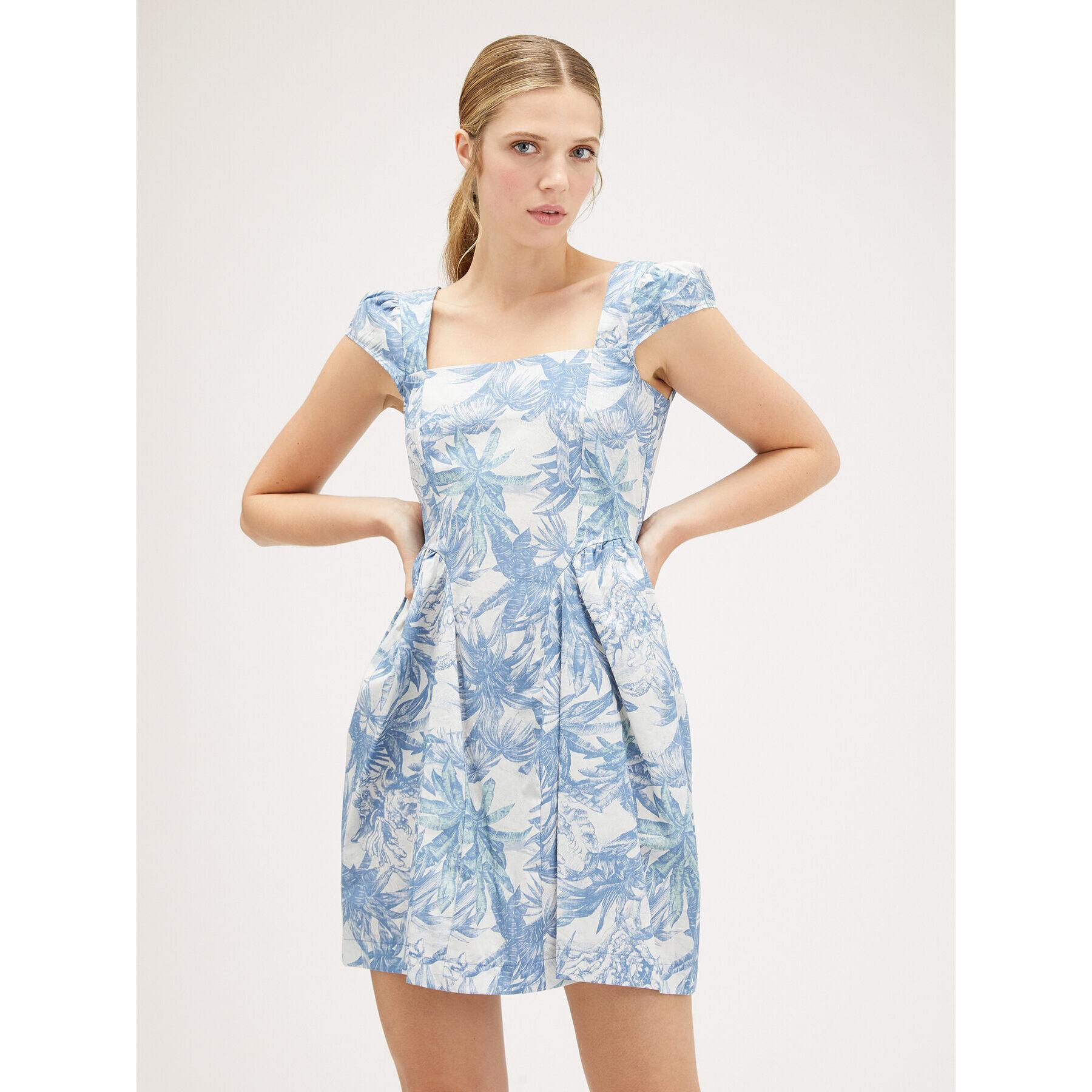 Motivi - Mini dress fantasia foliage - Azzurro