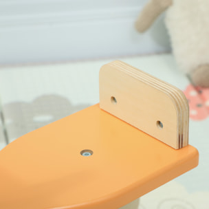 Cheval à bascule en bois - jouet à bascule âne - poignées, dossier - bois contreplaqué bleu