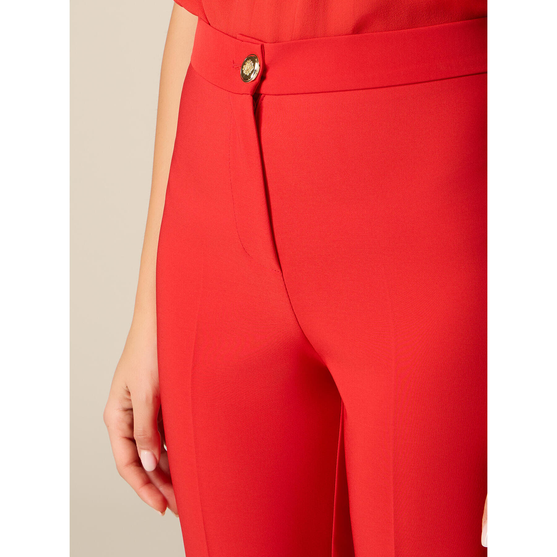 Oltre - Pantaloni flare a vita alta - Rosso
