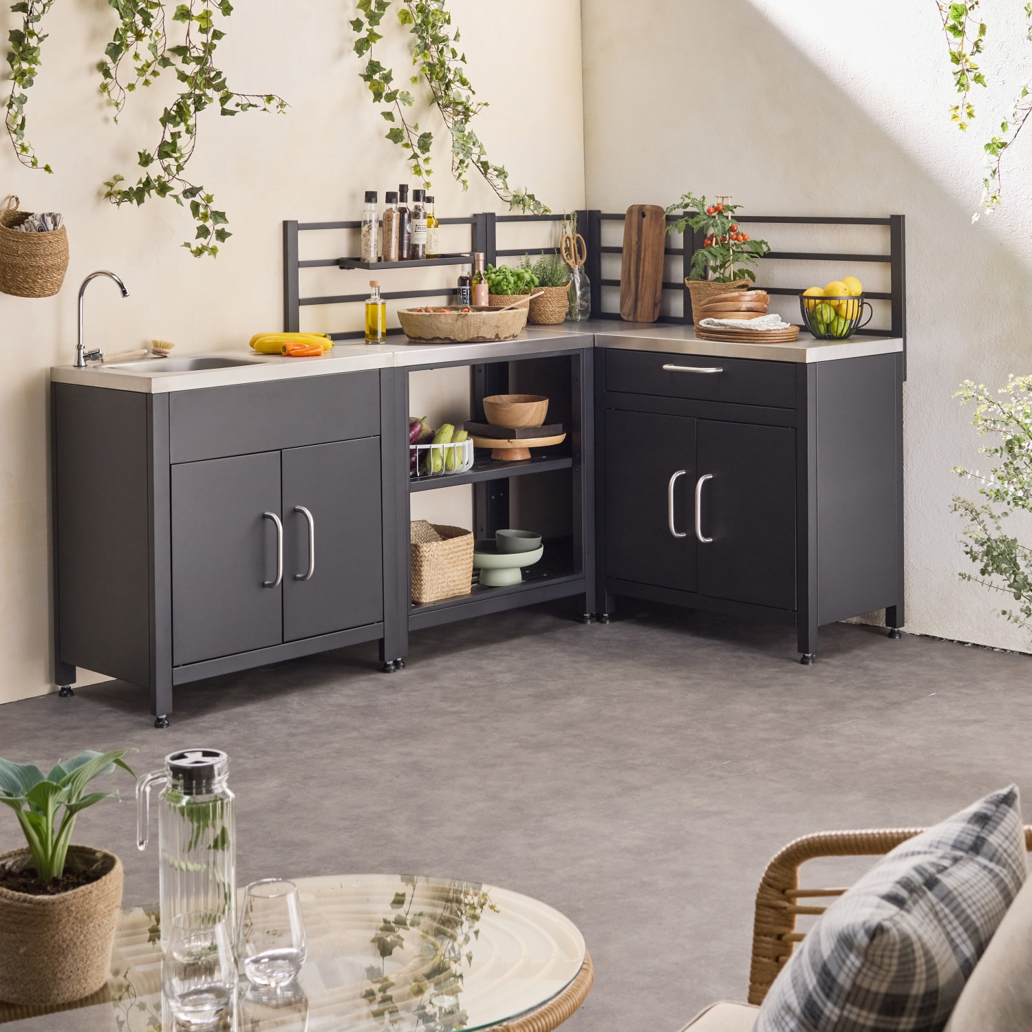 Cuisine extérieure 4 modules acier inoxydable GRIMAUD 4 MODULES