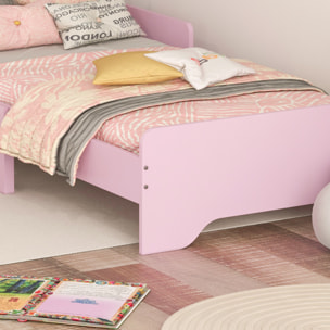 Cama Infantil 70x140 cm, Cama para Niños con Barrera Anticaídas y Somier, Cabecero en Forma de Nube, Rosa
