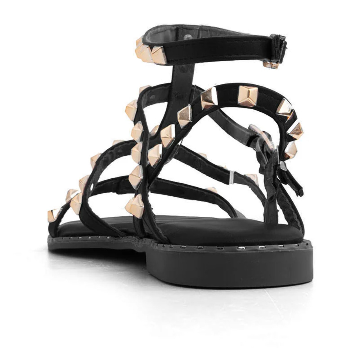 Sandalo gladiator con borchie - NERO